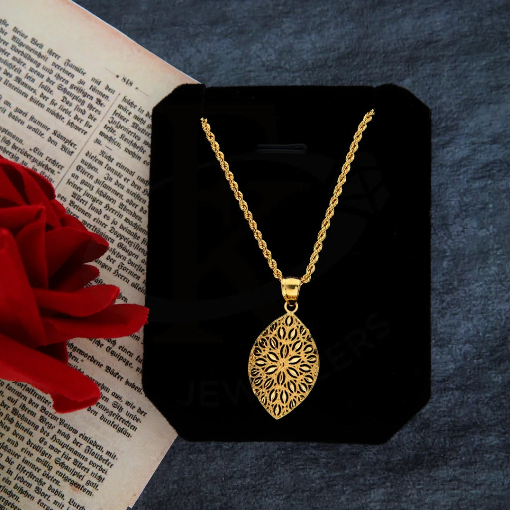 Classic Crystal Necklace For Special Occasions-Gold Necklace (Chain with Marquise Pendant) 21KT - FKJNKL21KM8385