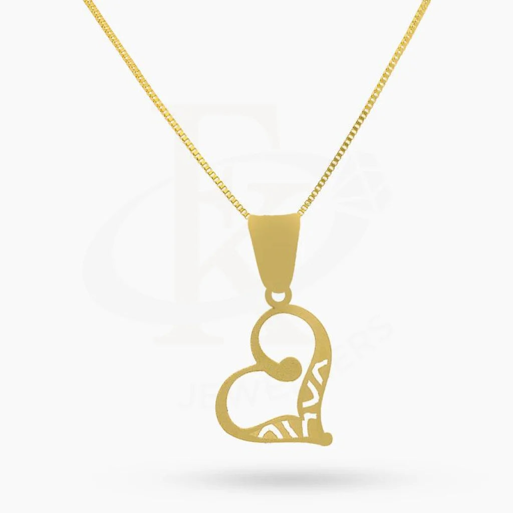 Elegant Long Necklace For Day Wear-Gold Necklace (Chain with Twisted Heart Pendant) 18KT - FKJNKL18K2048