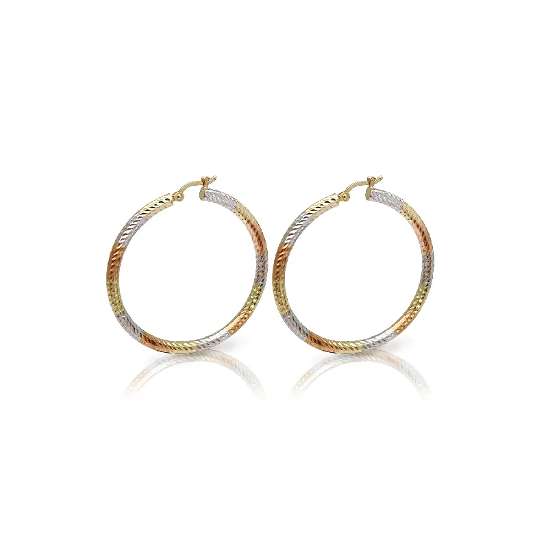 Vintage-Inspired Hoop Earrings For Fashion Lovers-Diamond Cut Hoop Earrings (14K)