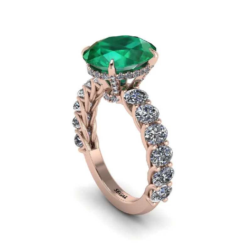 Simple Rose Gold Engagement Rings For Modern Brides-4ct Oval Cut Emerald Engagement Ring - Xena No. 5