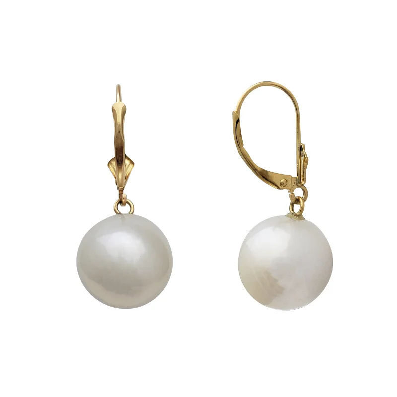 Custom Earrings For Holiday Gifts-[13.5 mm] Pearl Hanging Earrings (14K)