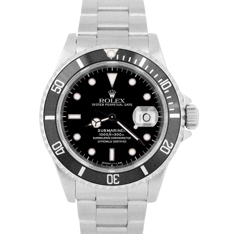 Sleek Men’s Watches For Casual Wear-MINT Rolex Submariner Date 40mm Black Stainless Steel Automatic Watch 16610