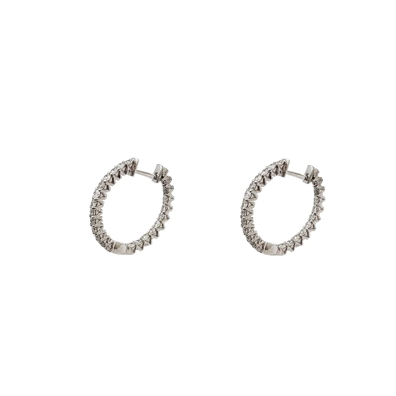 Elegant Gold Earrings For Special Occasions-Diamond Inside-Out Huggie/Hoops Earrings (14K)