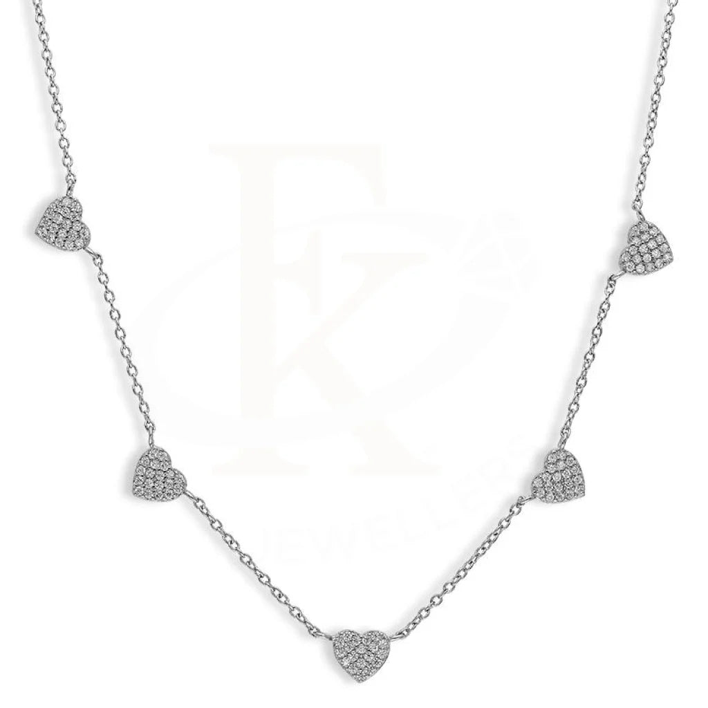 Trendy Bar Necklace For Casual Style-Sterling Silver 925 Hearts Necklace - FKJNKLSL2579