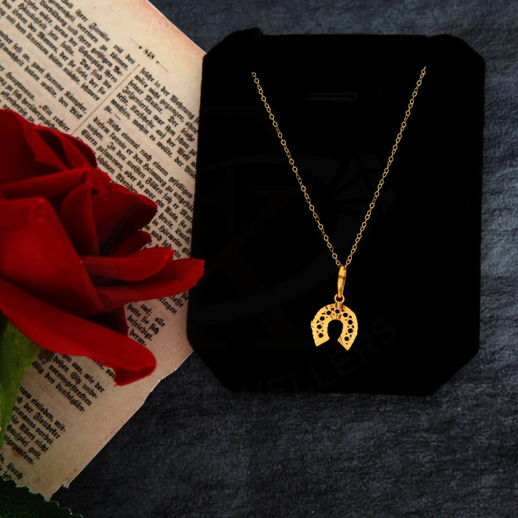 Custom Name Necklace For Gift Giving-Gold Necklace (Chain with Dainty Horseshoe Pendant) 21KT - FKJNKL21KM8402