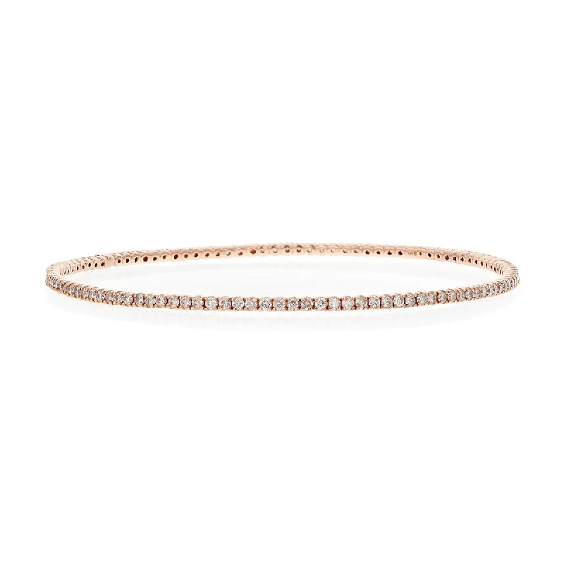 Custom Message Bracelets For Women-2.25 Carat Diamond Rose Gold Tennis Bracelet