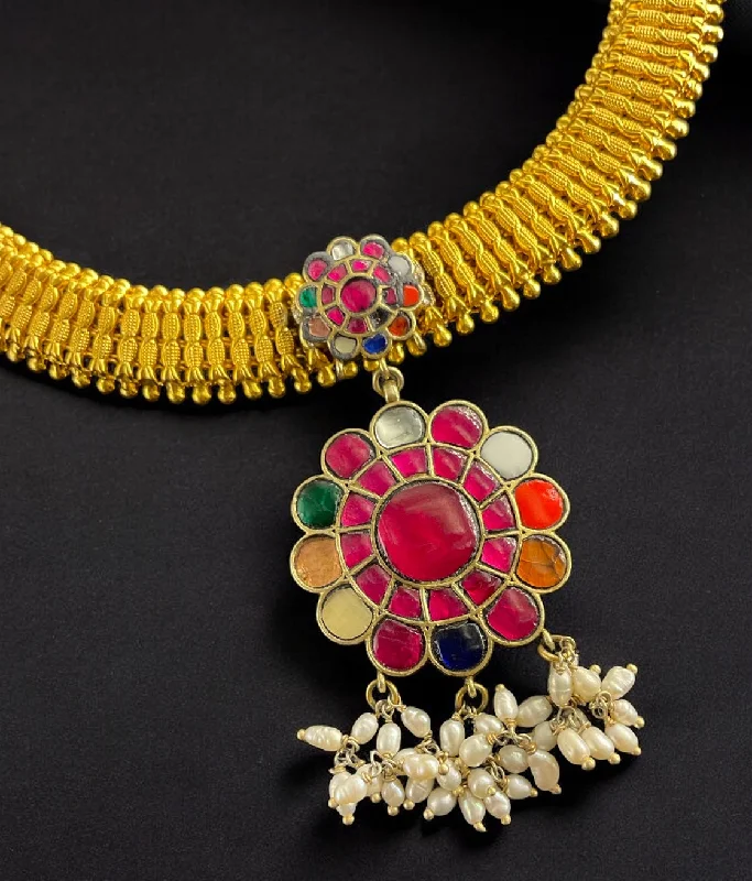 Elegant Chain Necklace For Formal Events-The Manasvi Silver Kundan  Necklace