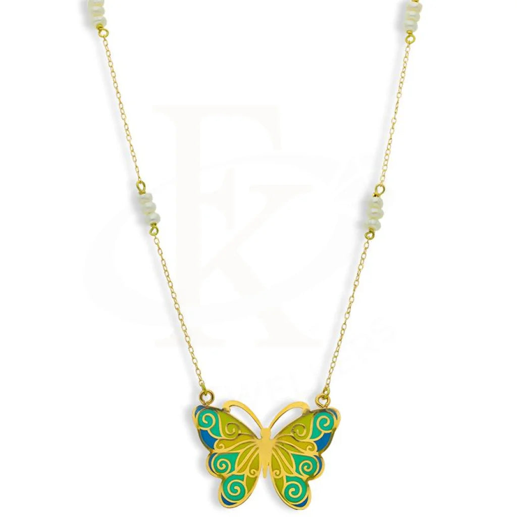 Unique Gemstone Pendant Necklace For Casual Look-Gold Butterfly Necklace 18KT - FKJNKL18K2544