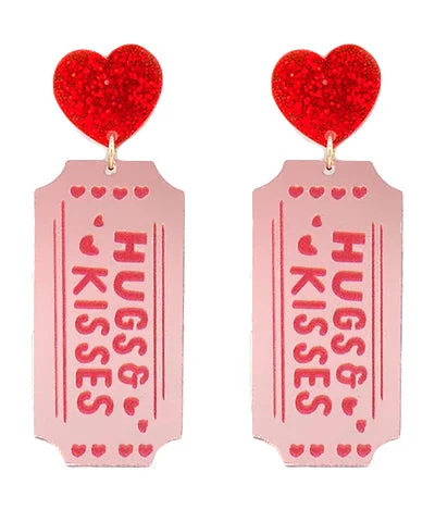 Elegant Drop Earrings For Bridesmaids-HUG & KISSES Movie Ticket Earrings