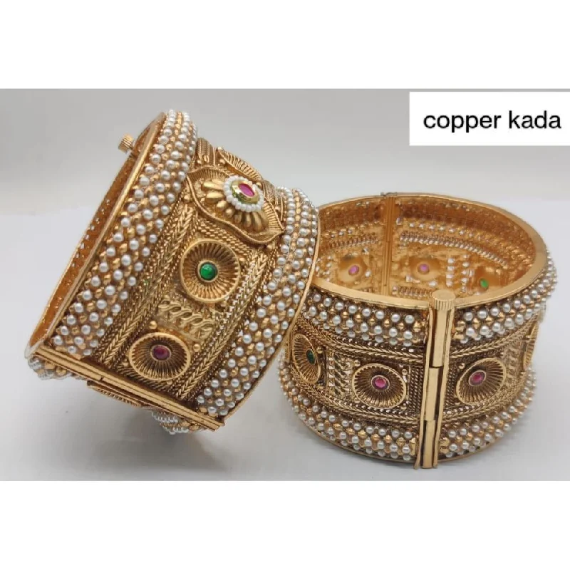 Classic Custom Gold Bangles For Wedding Rings-Akruti Collection Gold Plated Pota  Bangles Set