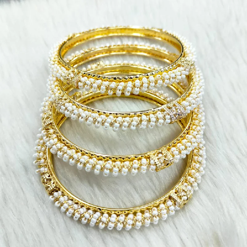 Simple Gold Wedding Bangles For Elegant Groomsmen-Pooja Bangles Gold Plated Bangles Set