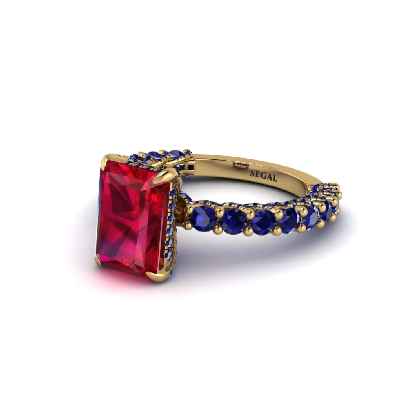 Luxury Wedding Rings For Fashion-Forward Brides-Vintage Radiant Cut Ruby Engagement Ring - Renee No. 70