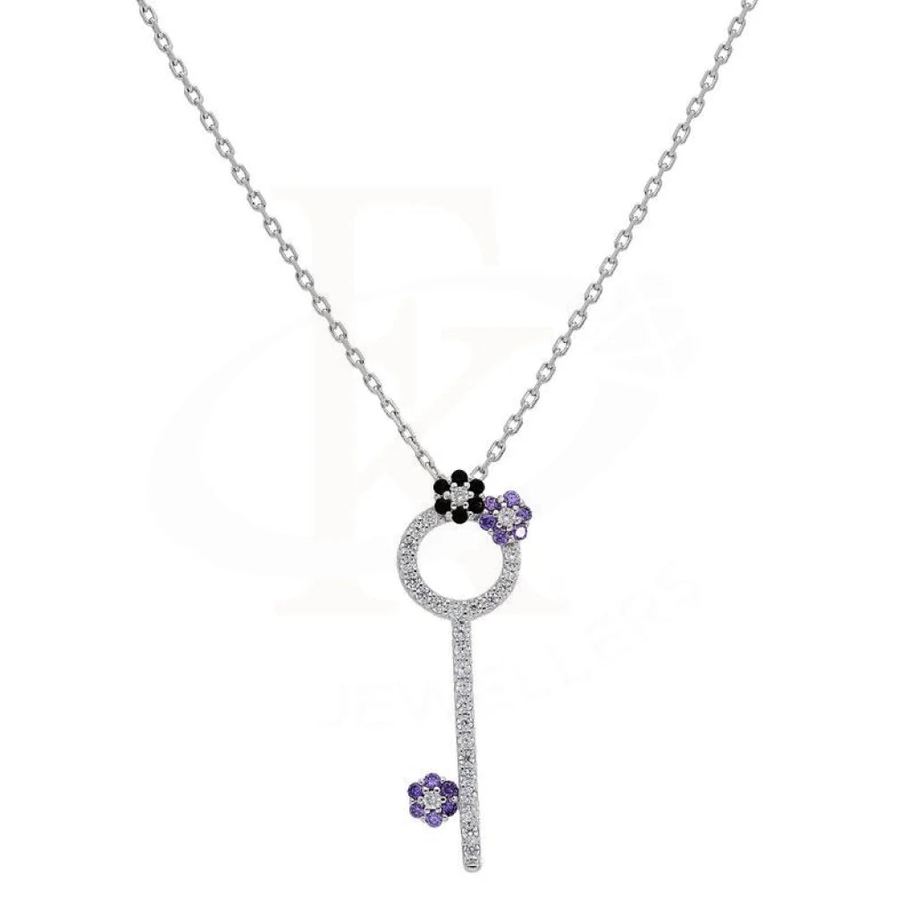 Classic Heart Necklace For Fashion Lovers-Sterling Silver 925 Flower Key Necklace - FKJNKL1888