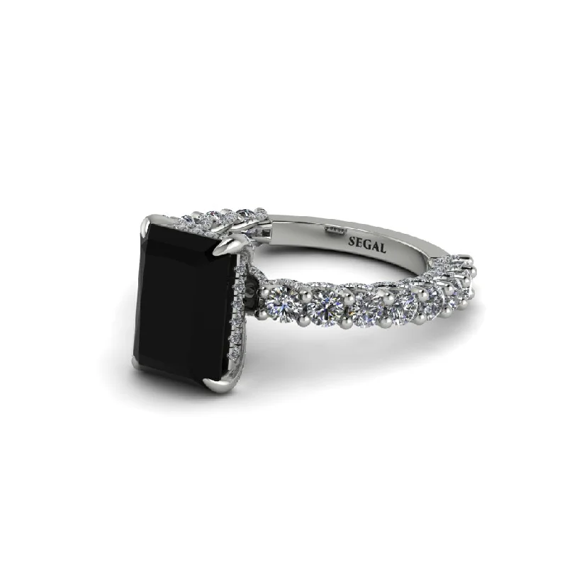 Simple Titanium Wedding Rings For Special Moments-Vintage Radiant Cut Black Diamond Engagement Ring - Renee No. 9