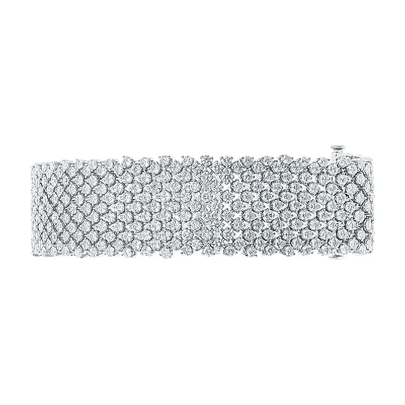 Men’s Beaded Bracelets With Charm-25.49 Carat Diamond 18K White Gold Bracelet