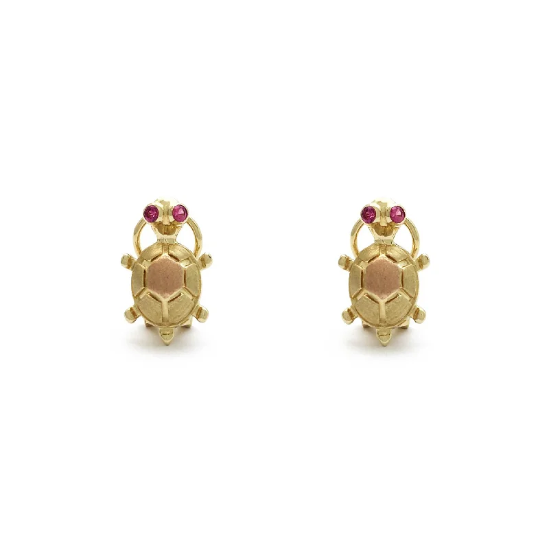 Personalized Earrings With Swarovski Crystals-Zirconia Florentine Shell Turtle Stud Earrings (14K)