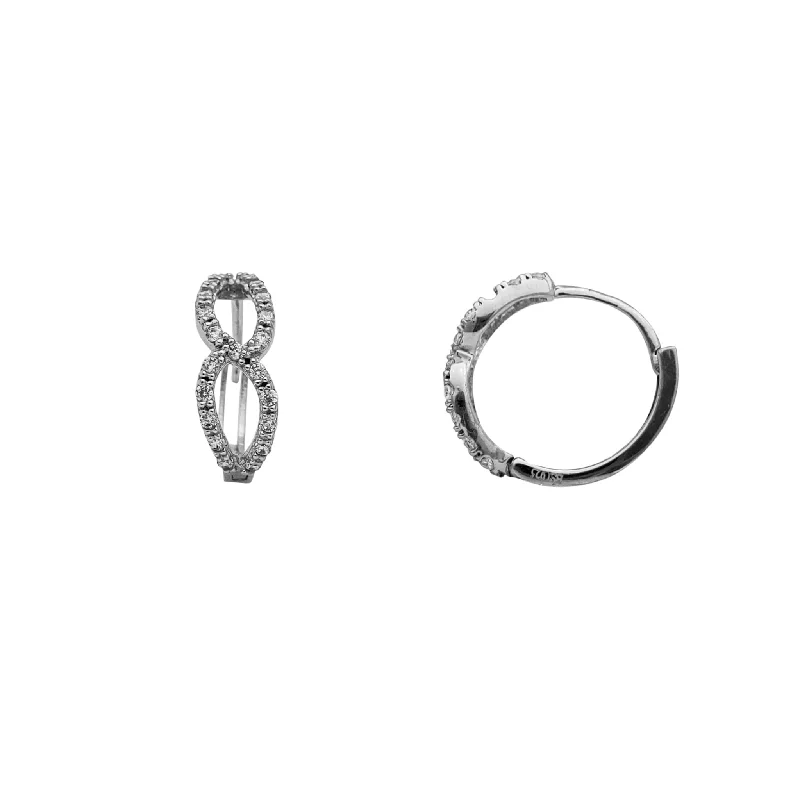 Chunky Earrings For Bold Look-Zirconia Iced-Out Huggie Earrings (Silver)