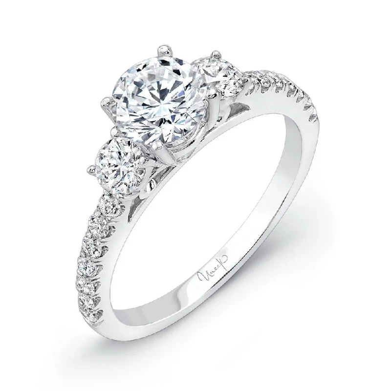 Trendy Custom Engagement Rings For Modern Brides-Uneek Best of the Best Collection Three-Stone Round Engagement Ring