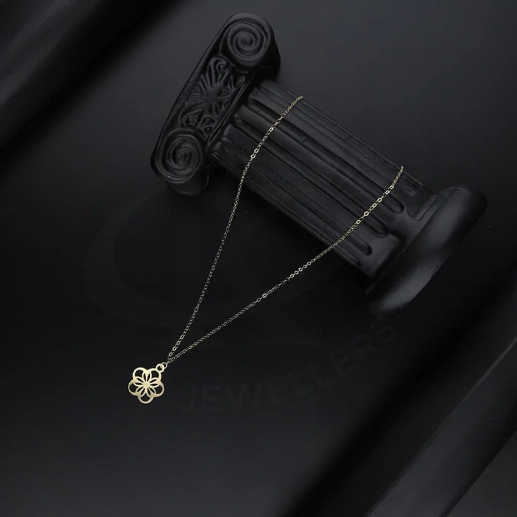 Simple Gemstone Necklace For Bridal Wear-Gold Flower Shaped Necklace 18KT - FKJNKL18KM5294