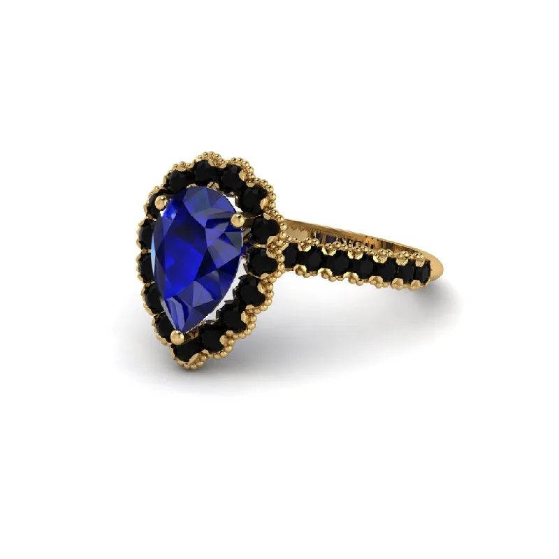 Luxury Gold Rings For Special Occasions-Halo Pear Sapphire Pave Engagement Ring - Ingrid No. 43