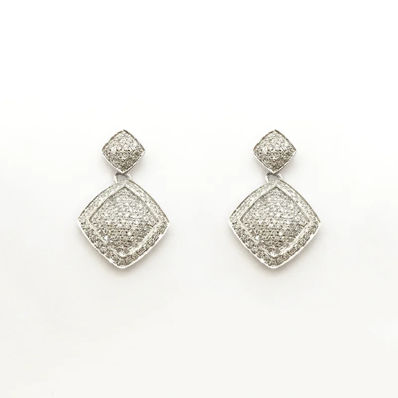 Designer Earrings For Fashionable Look-Diamond Rhombus Dangling Earrings (14K)