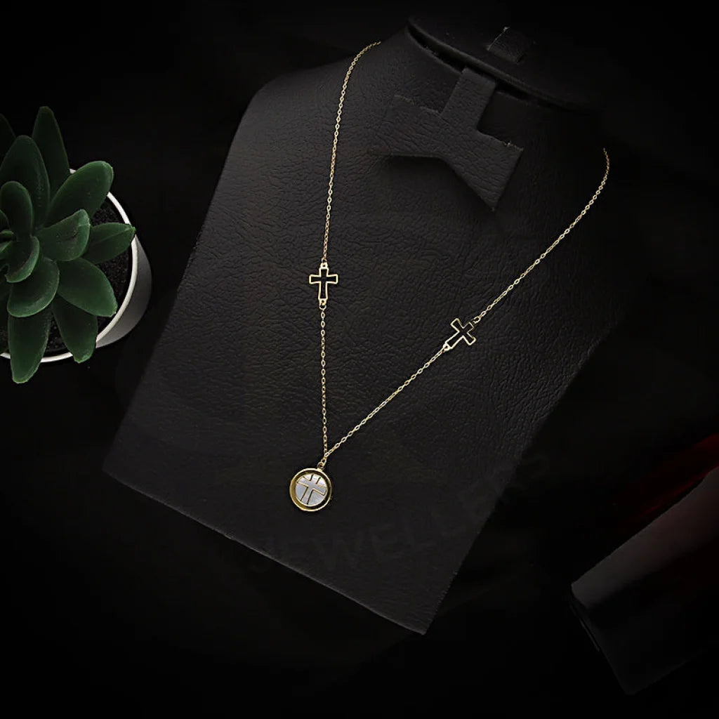 Simple Crystal Necklace For Weddings-Gold Cross Necklace 18KT - FKJNKL18KM5368