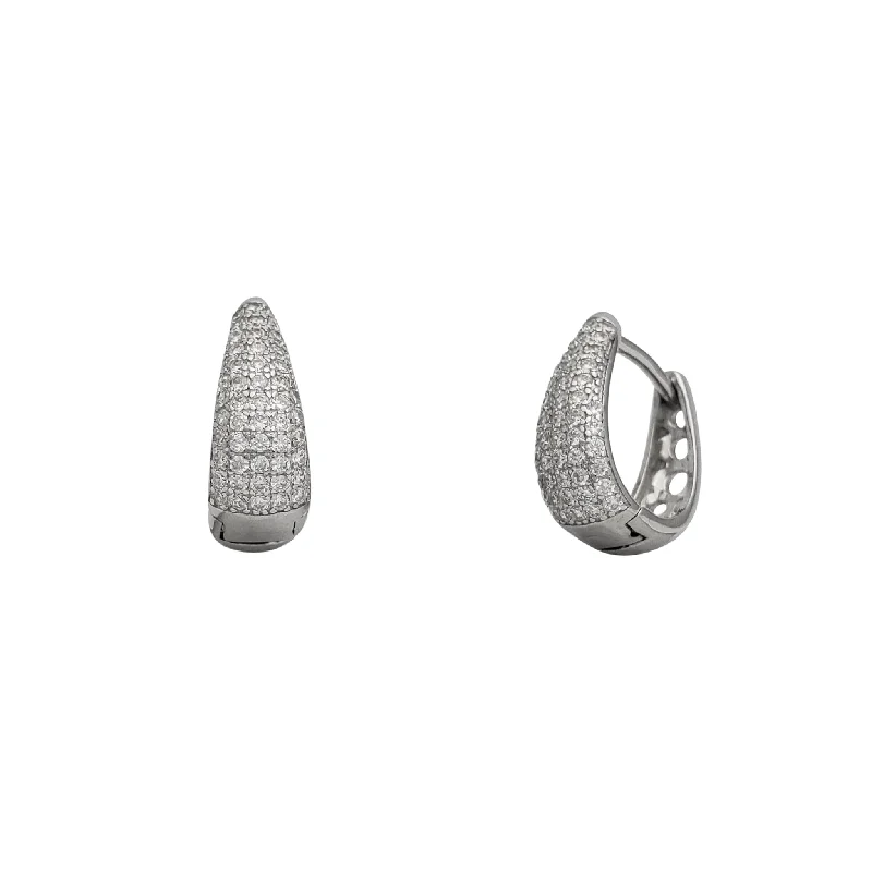 Unique Gemstone Earrings For Fashionistas-Zirconia Icy Huggie Earrings (Silver)