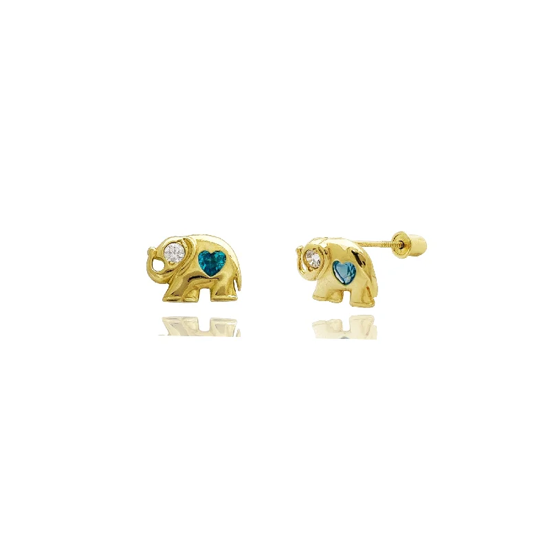 Statement Earrings For Cocktail Parties-Mini Elephant Stud Earrings (14K)