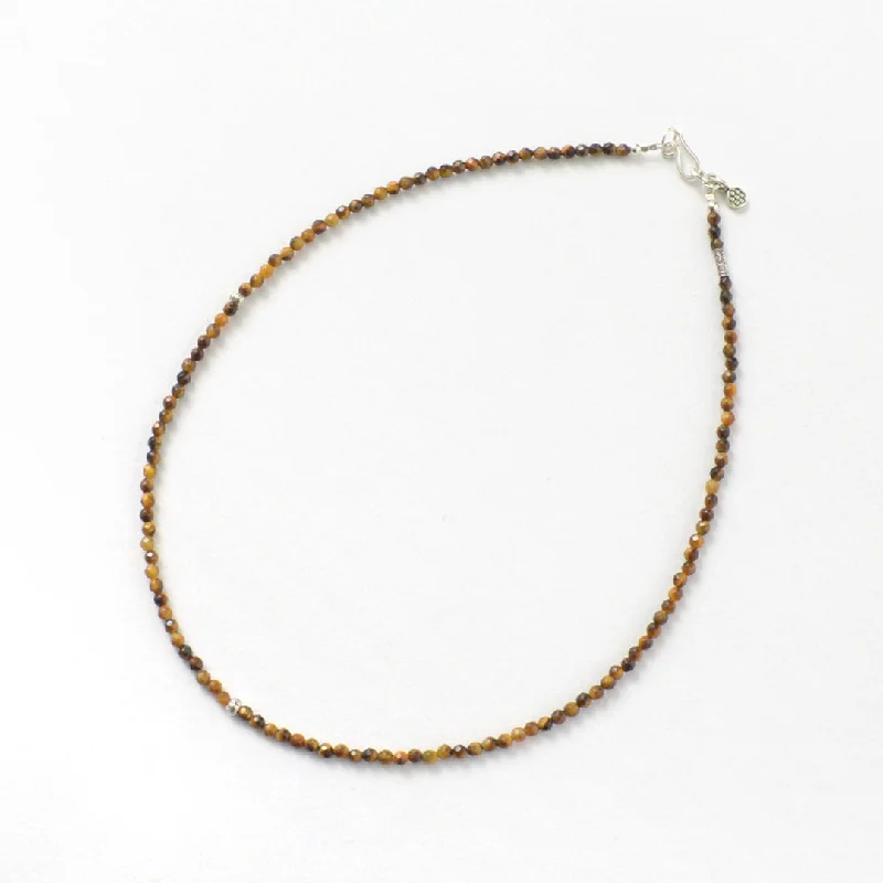 Personalized Gold Chain Necklace For Brides-PHADUA / Tiger Eye 3mm Cut Bead Necklace