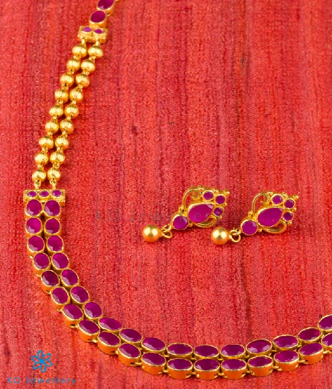 Handmade Gold Necklace For Bridesmaids-The Amyra Silver Layered Kempu Necklace