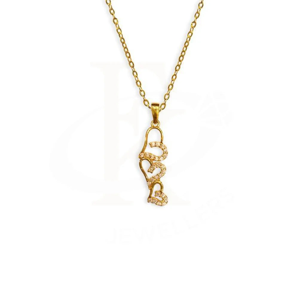 Simple Gold Necklace For Casual Wear-Gold Heart Necklace (Chain with Pendant) 18KT - FKJNKL1526