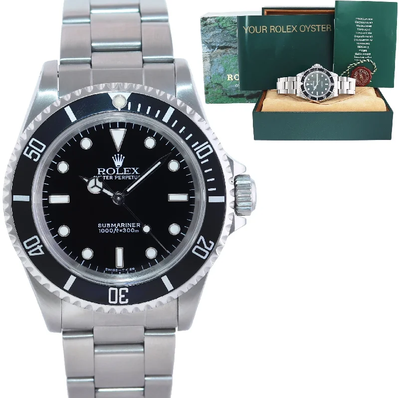 Sports Watches For Hiking And Trekking-1995 Rolex Submariner No-Date 2 line Tritium dial 14060 Steel Black 40mm Watch Box