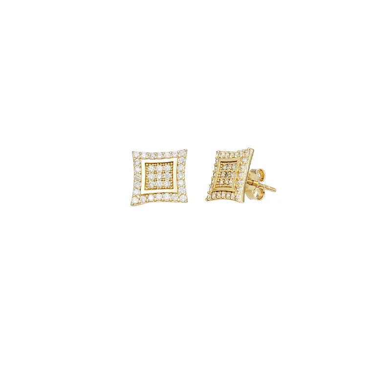 Sparkling Drop Earrings For Elegant Style-Curved In Square CZ Stud Earrings (14K)