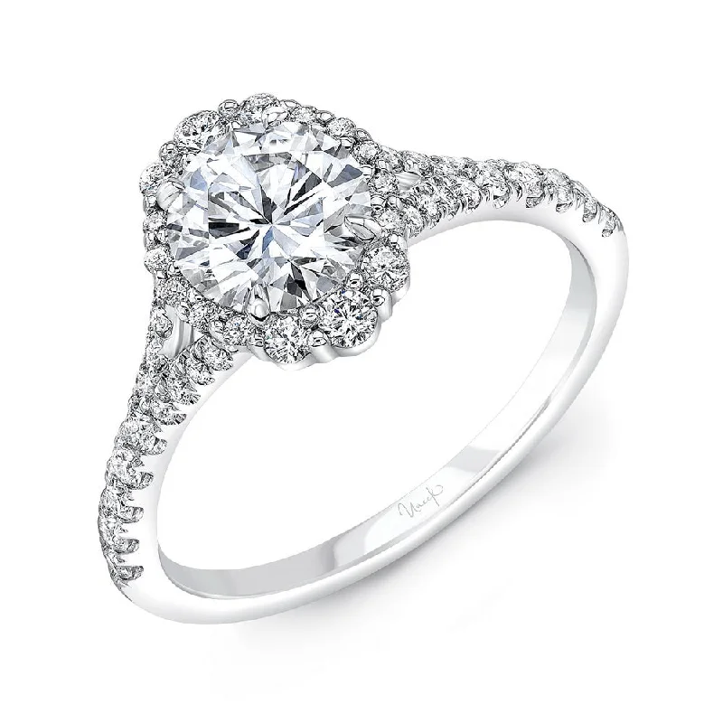 Luxury Gemstone Rings For Special Moments-Uneek Petals Collection Halo Round Engagement Ring