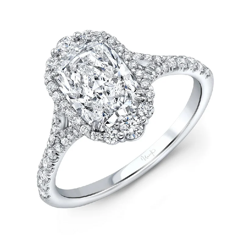 Classic Diamond Rings For Engagement Gifts-Uneek Signature Collection Split Cushion Cut Diamond Engagement Ring