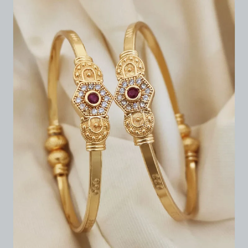 Simple Gold Wedding Bangles For Special Days-H K Fashion Gold Plated Austrian Openable Kada