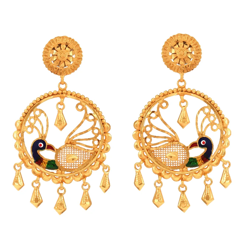 Simple Gold Hoop Earrings For Daily Use-Jaal Pekhom Mayur Kanbala