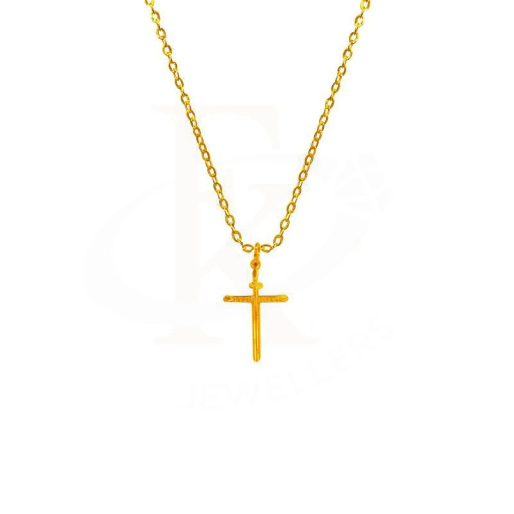 Elegant Crystal Necklace For Day Wear-Gold Cross Necklace (Chain with Pendant) 18KT - FKJNKL1619