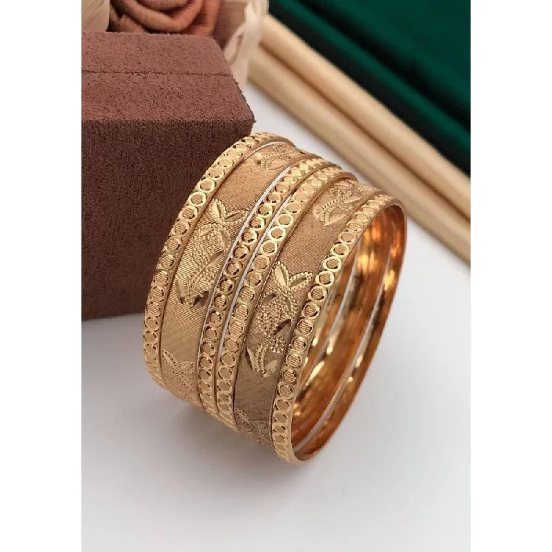 Elegant Custom Wedding Bangles For Groomsmen-Akruti Collection Gold Plated Bangles Set