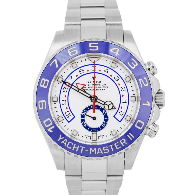 Designer Watches For Men-MINT Rolex Yacht-Master II 44mm NEW HANDS Blue Ceramic Regatta 116680 Watch