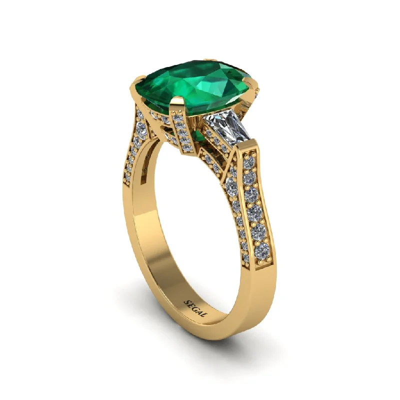 Custom Wedding Bands For Stylish Couples-Exclusive Handmade Emerald Geometrical Engagement Ring - Yolanda No. 4