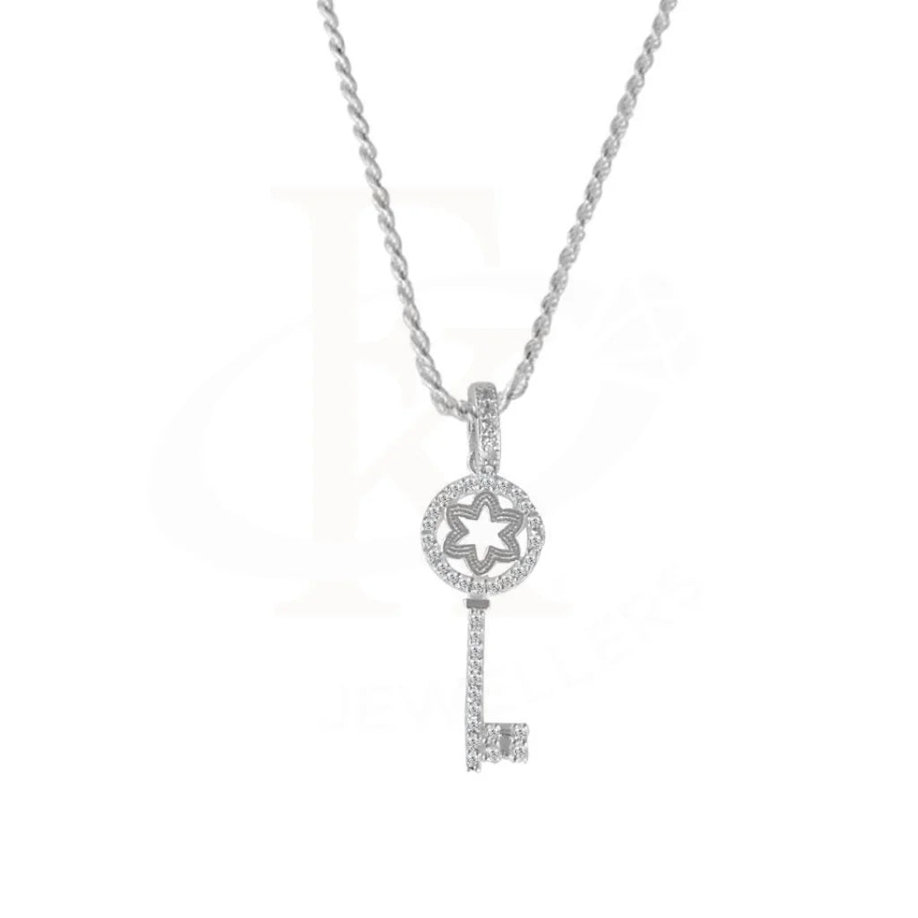 Handcrafted Gemstone Necklace For Casual Style-Sterling Silver 925 Necklace (Chain with Star Key Pendant) - FKJNKL1772